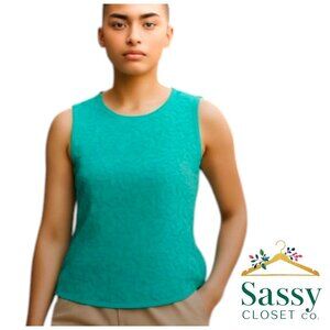 ANN TAYLOR Green Tank Circle Pattern Soft Drape Size S EUC